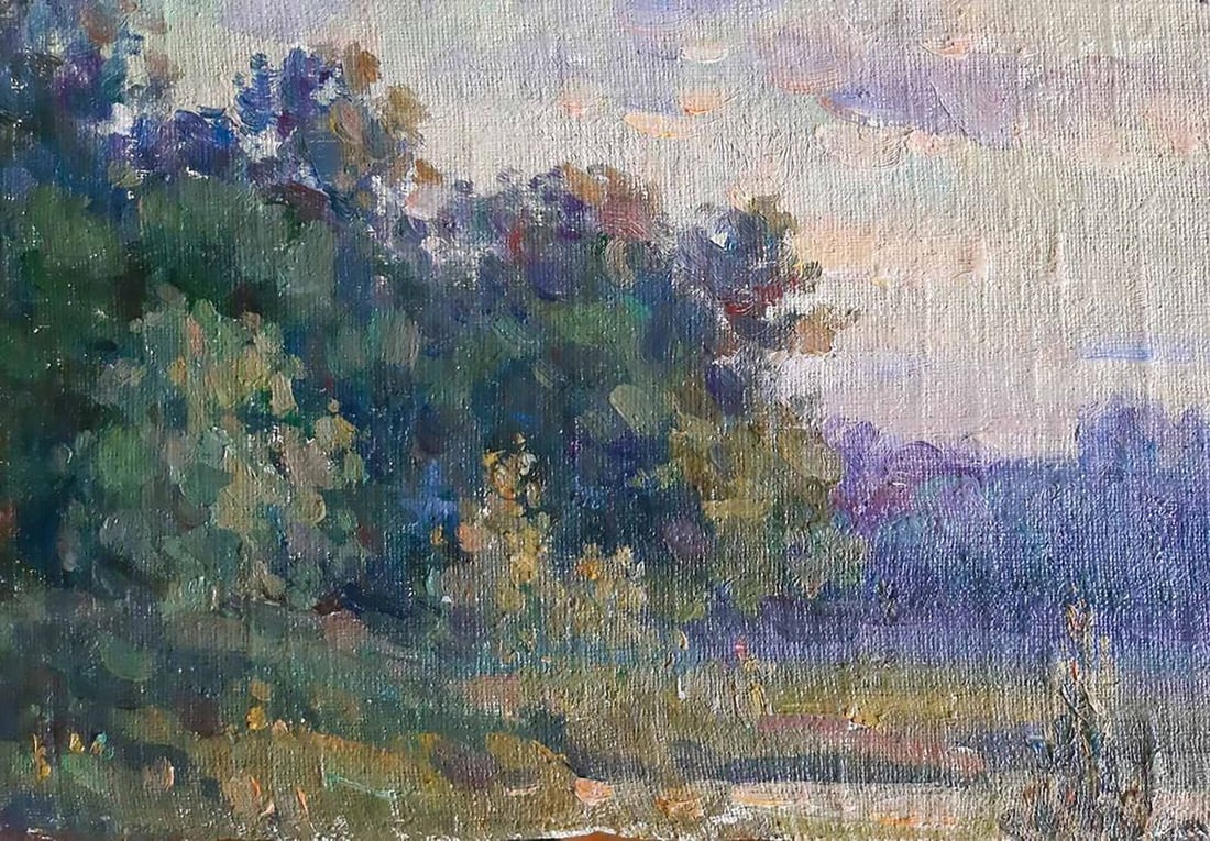 Oil painting Evening landscape Kovalenko Ivan Mikhailovich: Title: Oil painting Evening landscape Kovalenko Ivan Mikhailovich Description: NoKoval 113 *** ABOUT THIS PAINTING *** * TITLE: "Evening landscape" * ARTISTS: Kovalenko Ivan Mikhailovich * SIZE: 19x28