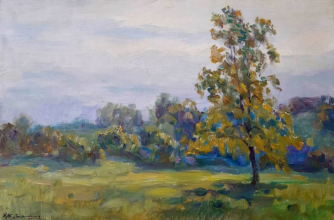 Oil painting Lonely tree Kovalenko Ivan Mikhailovich: Title: Oil painting Lonely tree Kovalenko Ivan Mikhailovich Description: NoKoval 126 *** ABOUT THIS PAINTING *** * TITLE: "Lonely tree" * ARTISTS: Kovalenko Ivan Mikhailovich * SIZE: 34.5x51 cm/'13.58