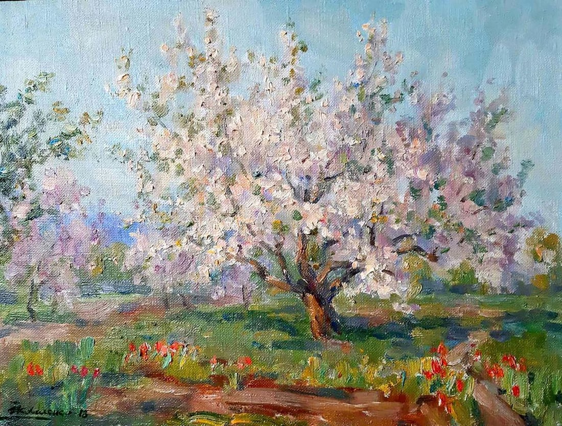 Oil painting Apricots bloom Kovalenko Ivan Mikhailovich: Title: Oil painting Apricots bloom Kovalenko Ivan Mikhailovich Description: NoKoval 141 *** ABOUT THIS PAINTING *** * TITLE: "Apricots bloom" * ARTISTS: Kovalenko Ivan Mikhailovich * SIZE: 30x40 cm/'1