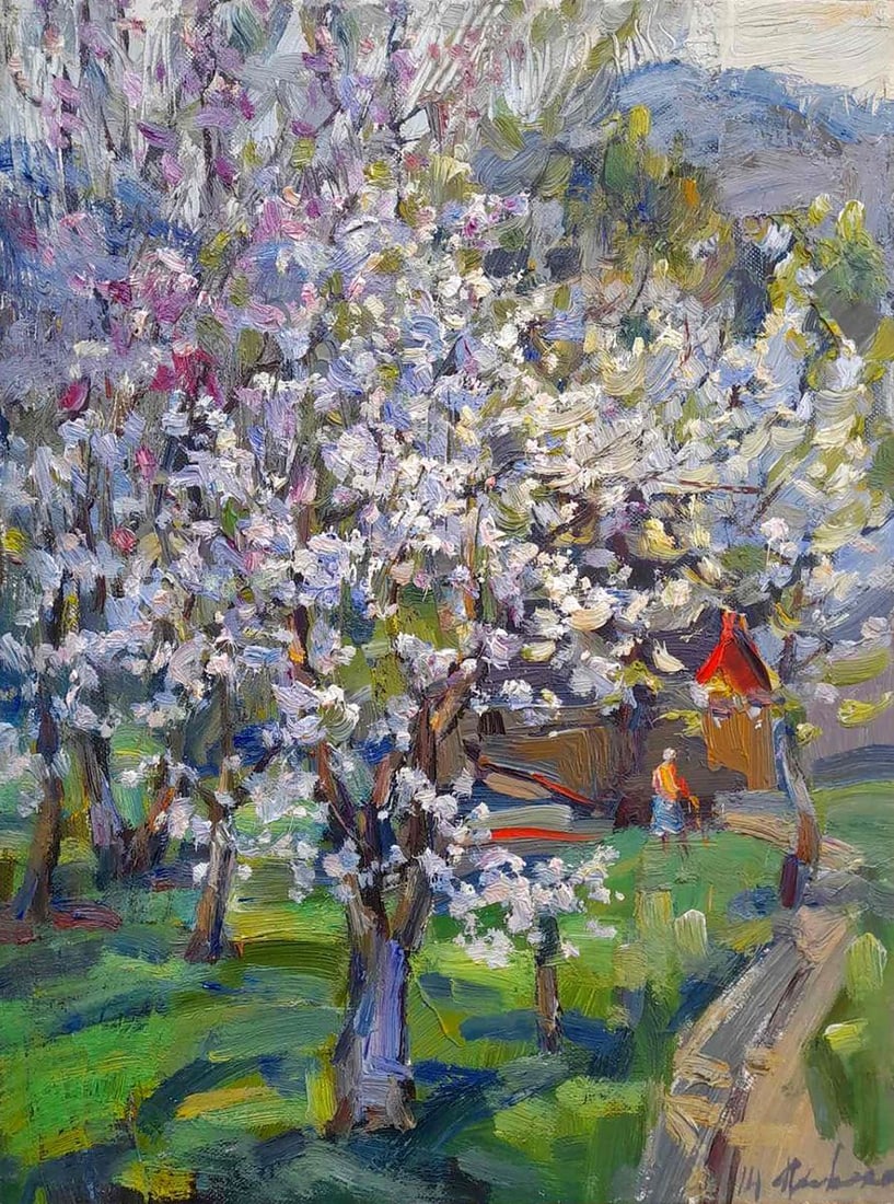 Oil painting Trees bloom Kovalenko Ivan Mikhailovich: Title: Oil painting Trees bloom Kovalenko Ivan Mikhailovich Description: NoKoval 186*** ABOUT THIS PAINTING **** TITLE: "Trees bloom" * ARTISTS: Kovalenko Ivan Mikhailovich* SIZE: 40x30 cm/'15.74x11.8
