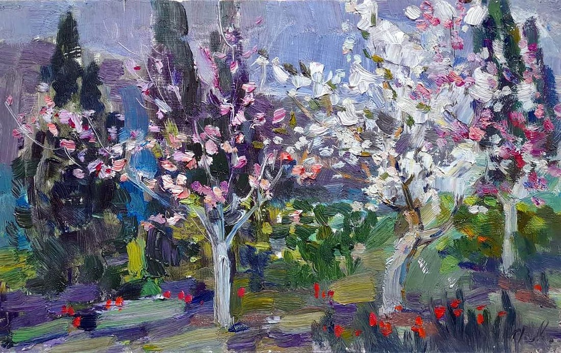 Oi painting The garden is blooming Kovalenko Ivan Mikhailovich: Title: Oi painting The garden is blooming Kovalenko Ivan Mikhailovich Description: NoKoval 198*** ABOUT THIS PAINTING **** TITLE: "The garden is blooming" * ARTISTS: Kovalenko Ivan Mikhailovich* SIZE: