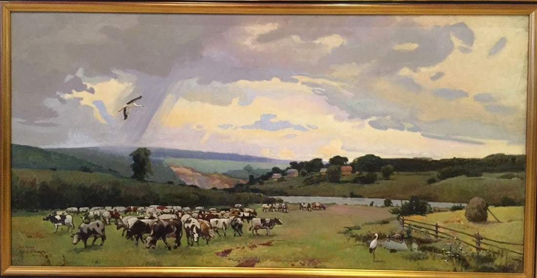 Oil painting Over the Boog P. Taranyuk: Title: Oil painting Over the Boog P. Taranyuk Description: NoBr 11 *** ABOUT THIS PAINTING *** * TITLE: "Over the Boog" * ARTISTS: P. Taranyuk * SIZE: 180x90 cm/'70.86x35.43 inches' * MEDIUM: oil,