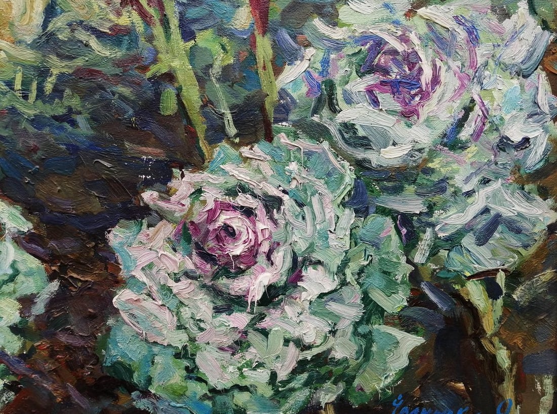Oil painting Cabbage in the garden Kalenyuk Alex - 6
