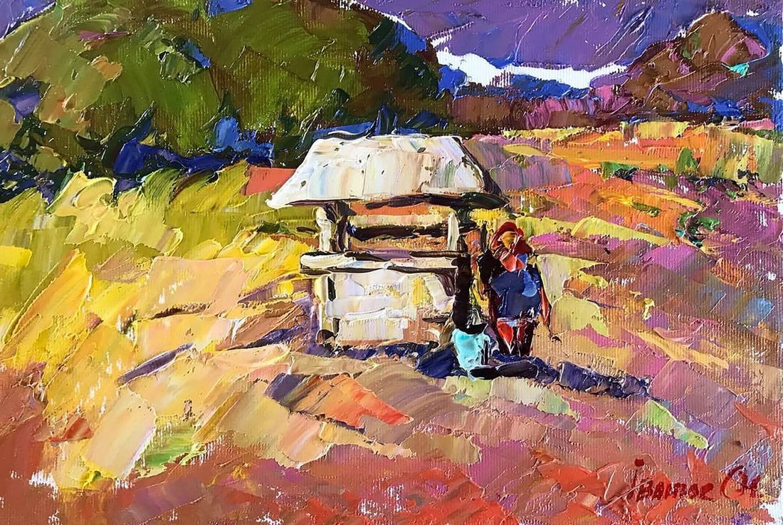 Oil painting Near the well Kalenyuk Alex: Title: Oil painting Near the well Kalenyuk Alex Description: NoKalen 583 *** ABOUT THIS PAINTING *** * TITLE: "Near the well" * ARTISTS: Kalenyuk Alex * SIZE: 20x30 cm/'7.87x11.81 inches' * MEDIUM: oi