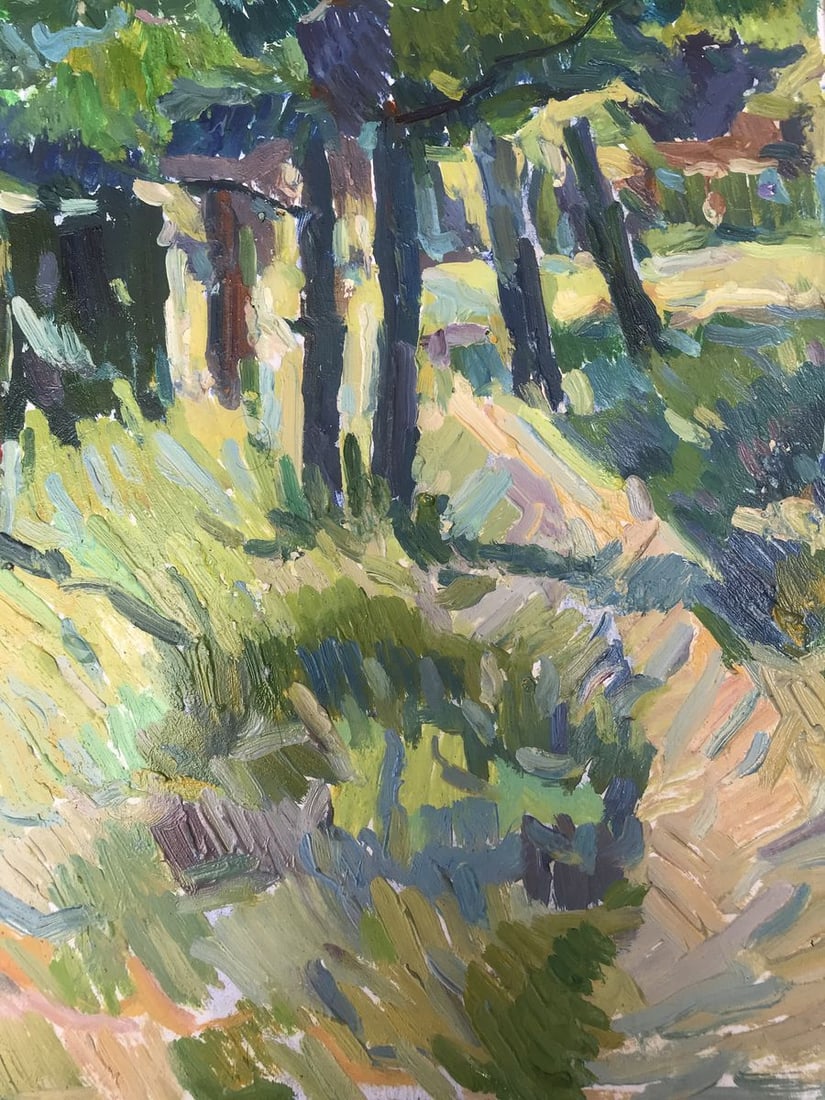 Oil painting Forest landscape with a house Peter Tovpev - 10