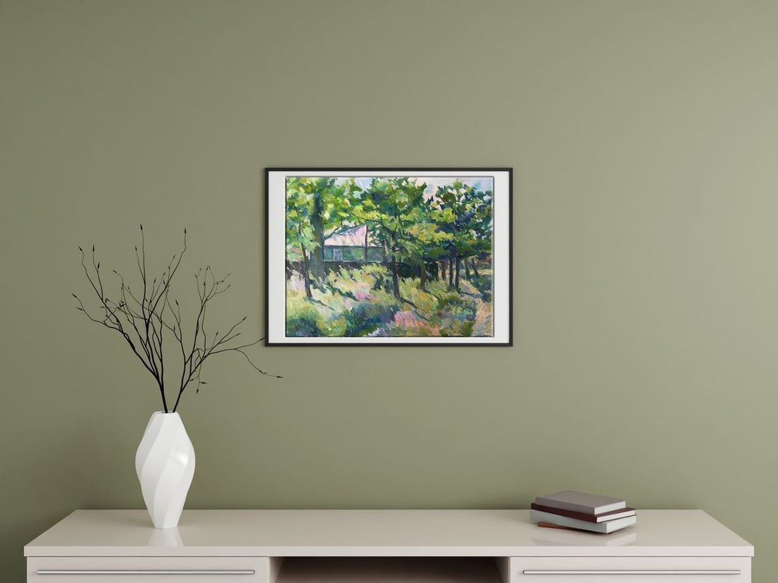 Oil painting Forest landscape with a house Peter Tovpev - 3