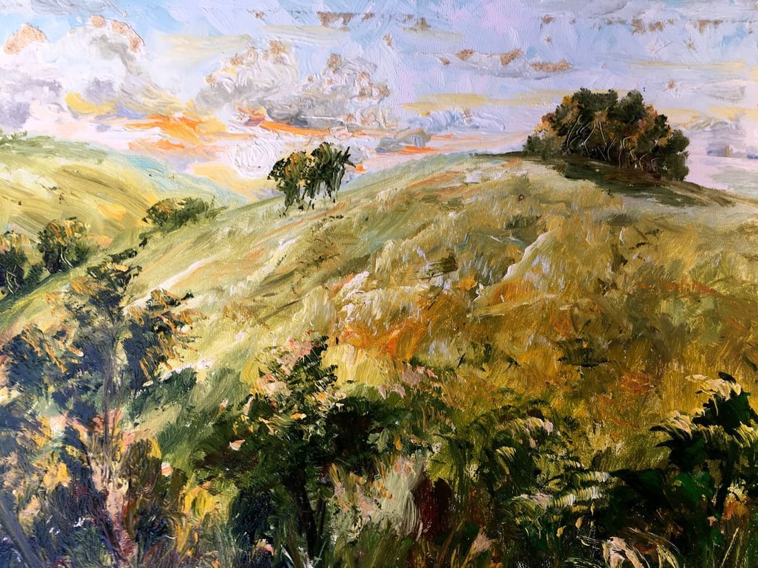 Oil painting Mountain fields Unknown artist - 10