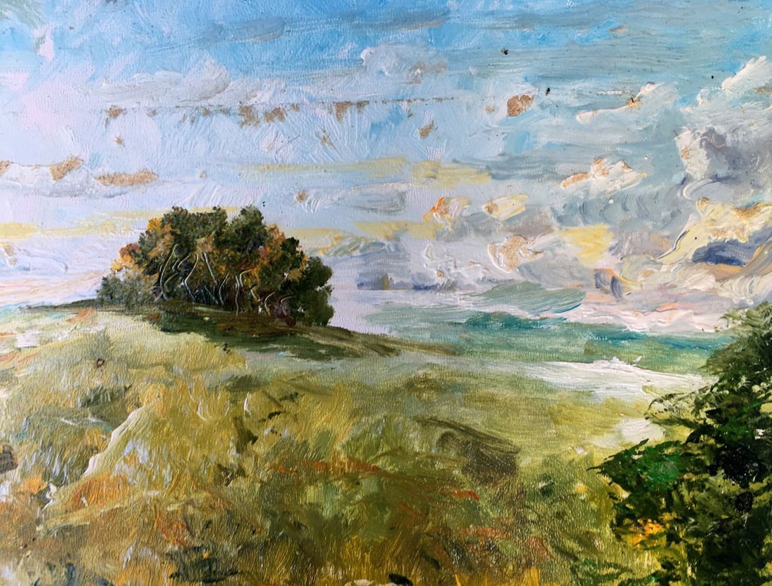 Oil painting Mountain fields Unknown artist - 5