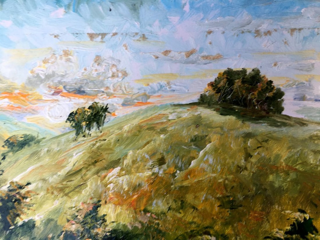 Oil painting Mountain fields Unknown artist - 8