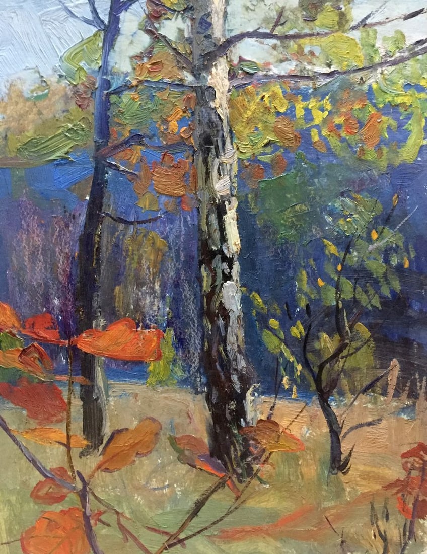 Oil painting Forest landscape Gantman Moisey Faibovich: Title: Oil painting Forest landscape Gantman Moisey Faibovich Description: NoVern 122 *** ABOUT THIS PAINTING *** * TITLE: "Forest landscape" * ARTISTS: Gantman Moisey Faibovich * SIZE: 50x39 cm/'19.6