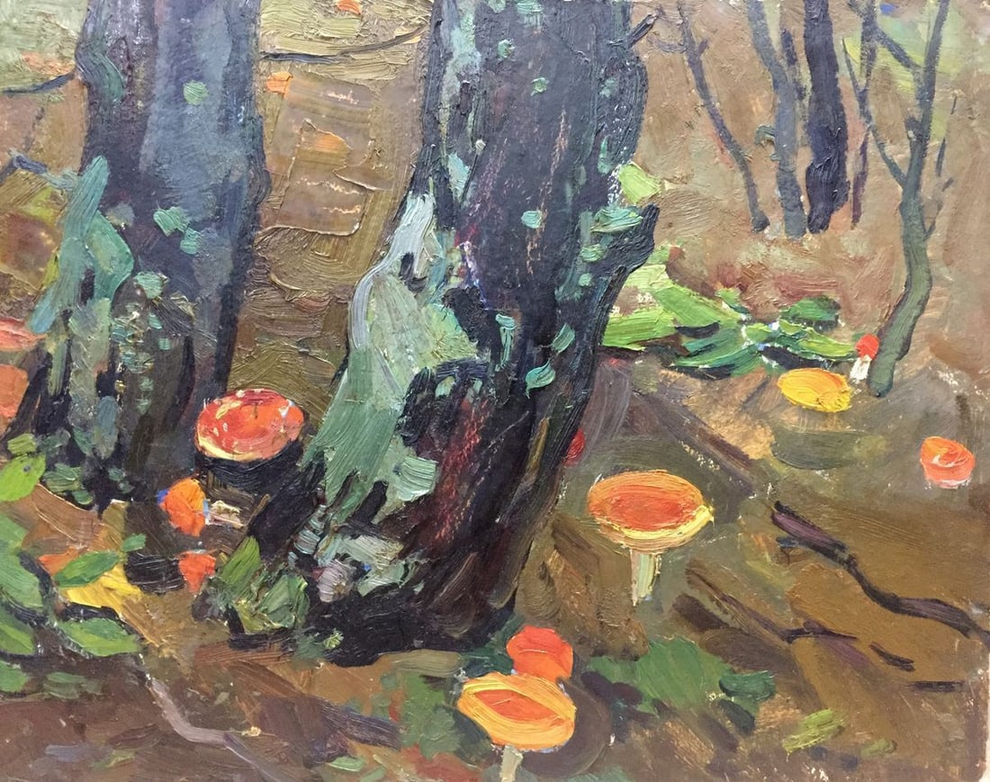 Oil painting Mushroom glade Moses Faybovich Gantman (1 of 10)