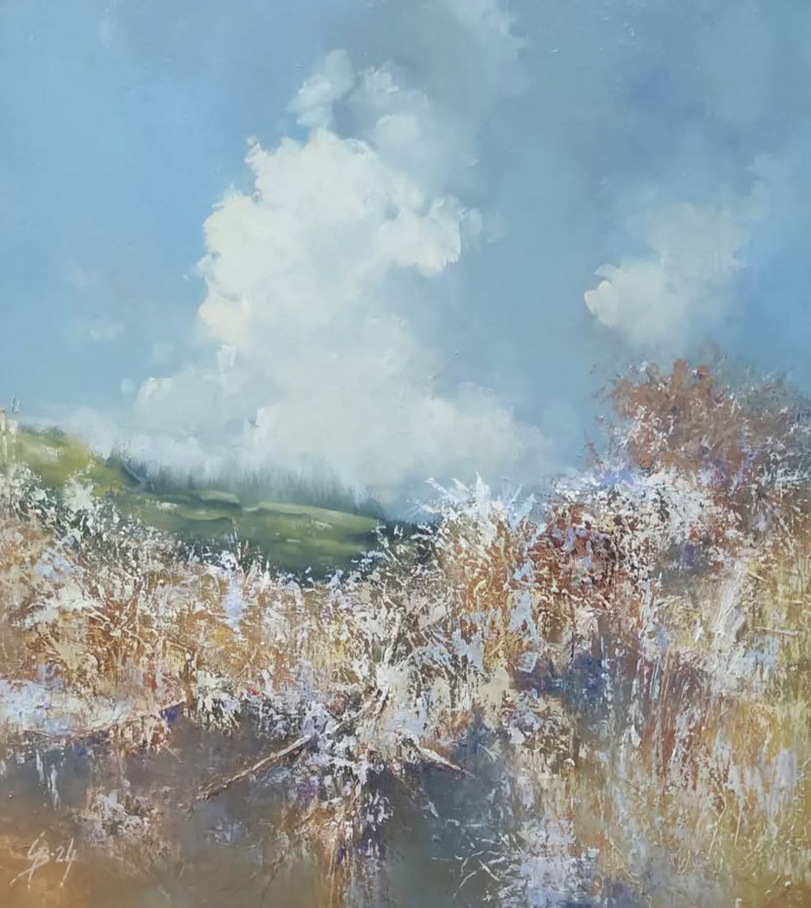 Oil painting Frost in the Field Stepan Verbeshchuk: Title: Oil painting Frost in the Field Stepan Verbeshchuk Description: 10VERBESH Painter: Stepan Verbeshchuk Size: 70?60 cm/27.55x23.62 inches Components: oil, canvas Original painting CONDITION: exce