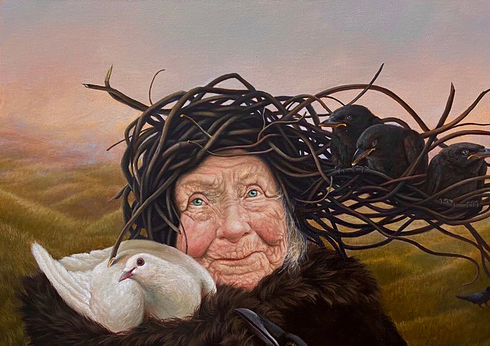 Oil painting Thoughts Crows Kateryna Bukuros - 2
