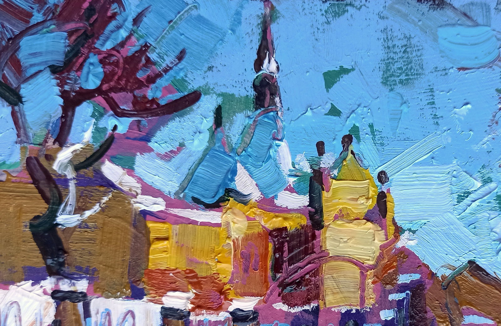 Oil painting City Hall in the city center Viktor Khadzhinov - 2