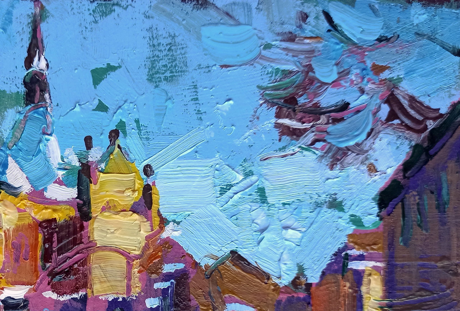 Oil painting City Hall in the city center Viktor Khadzhinov - 3