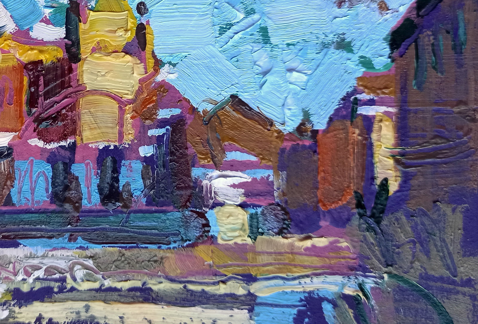 Oil painting City Hall in the city center Viktor Khadzhinov - 5