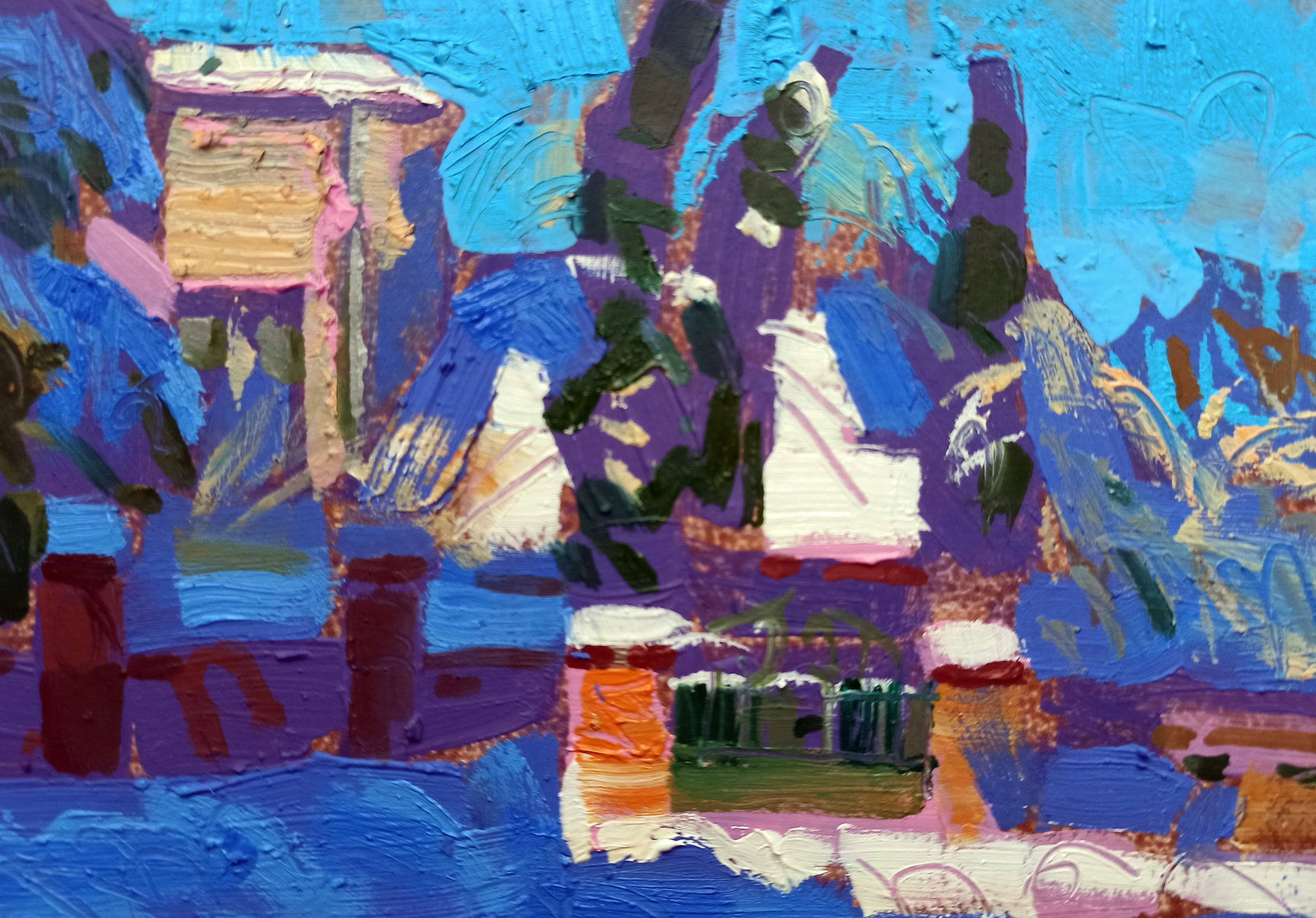Oil painting After a winter snowstorm Viktor Khadzhinov: Title: Oil painting After a winter snowstorm Viktor Khadzhinov Description: 67KHADZ Painter: Viktor Khadzhinov Size: 16x12 cm/6.29x4.72 inches Components: oil, cardboard Original painting CONDITION: e