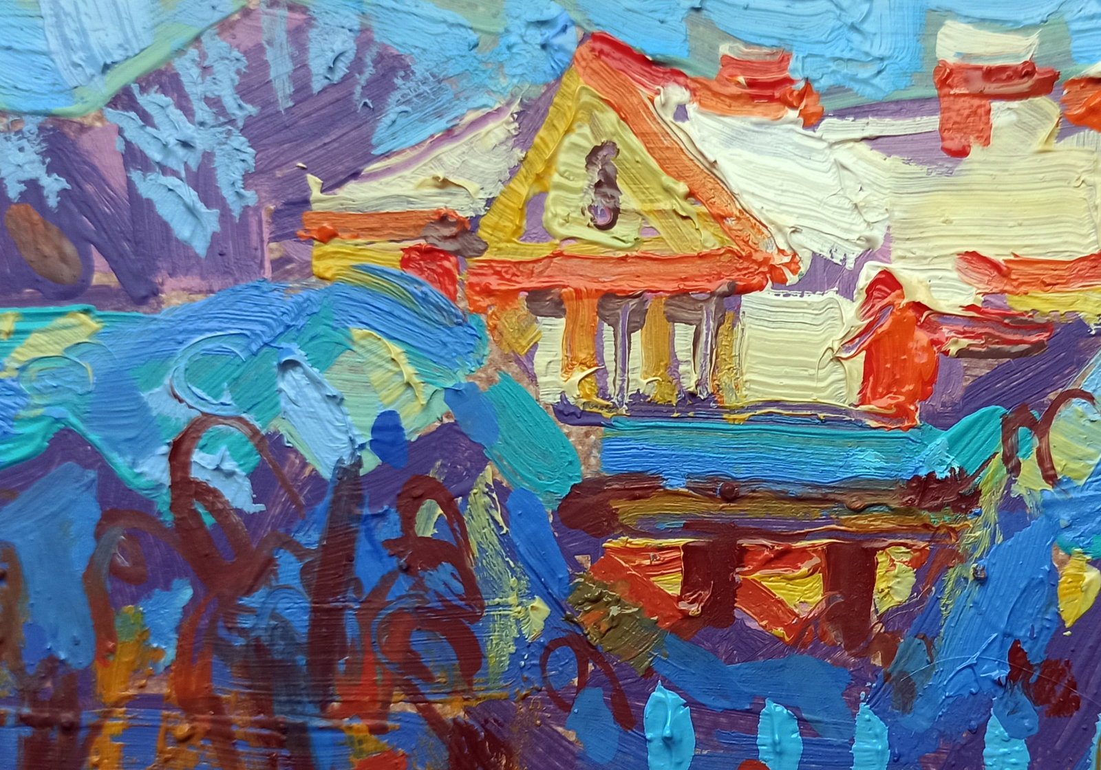 Oil painting Winter city sunset Viktor Khadzhinov - 2