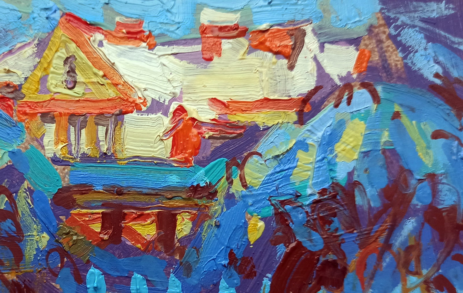 Oil painting Winter city sunset Viktor Khadzhinov - 3