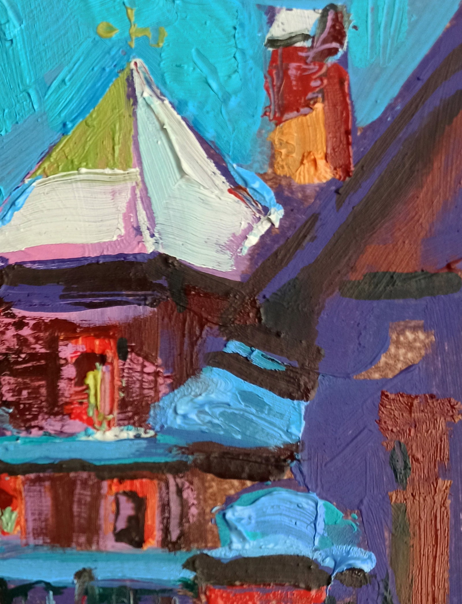 Oil painting Old house in winter Viktor Khadzhinov - 3