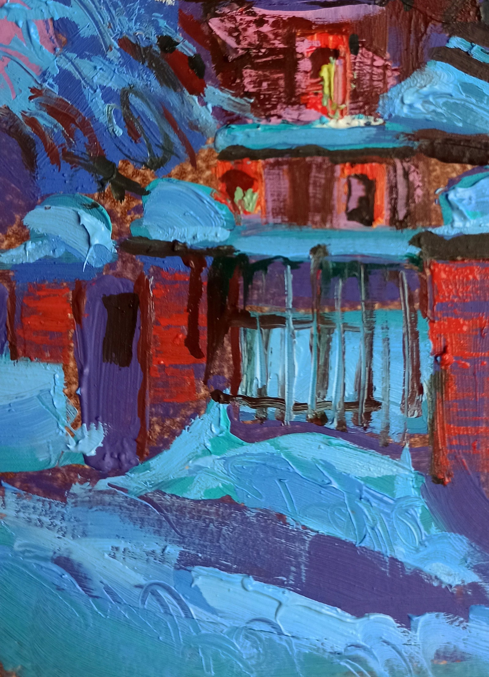 Oil painting Old house in winter Viktor Khadzhinov - 4