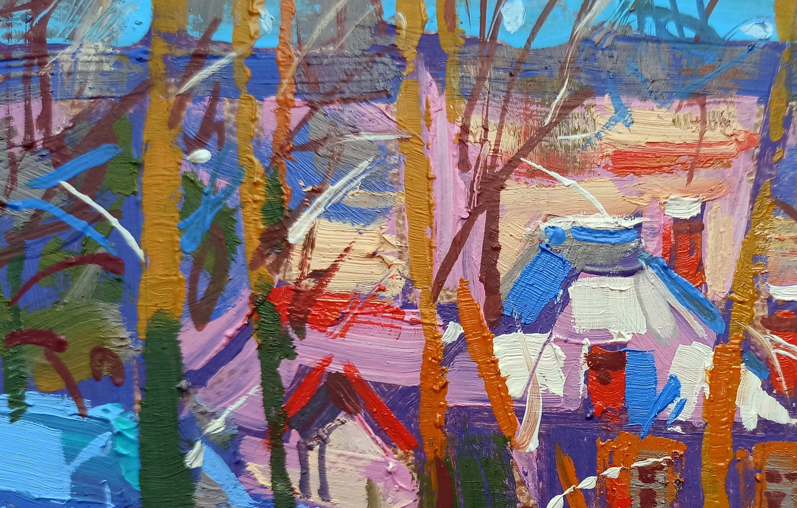 Oil painting Clearing the yard of snow Viktor Khadzhinov - 2