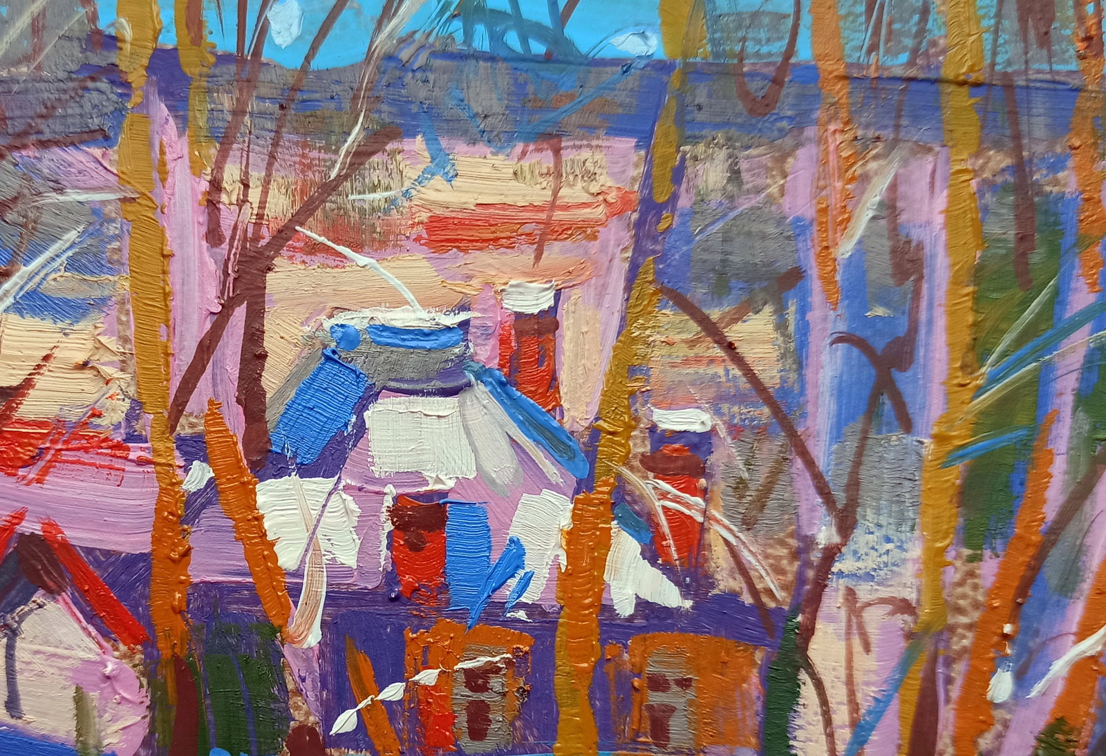 Oil painting Clearing the yard of snow Viktor Khadzhinov - 3