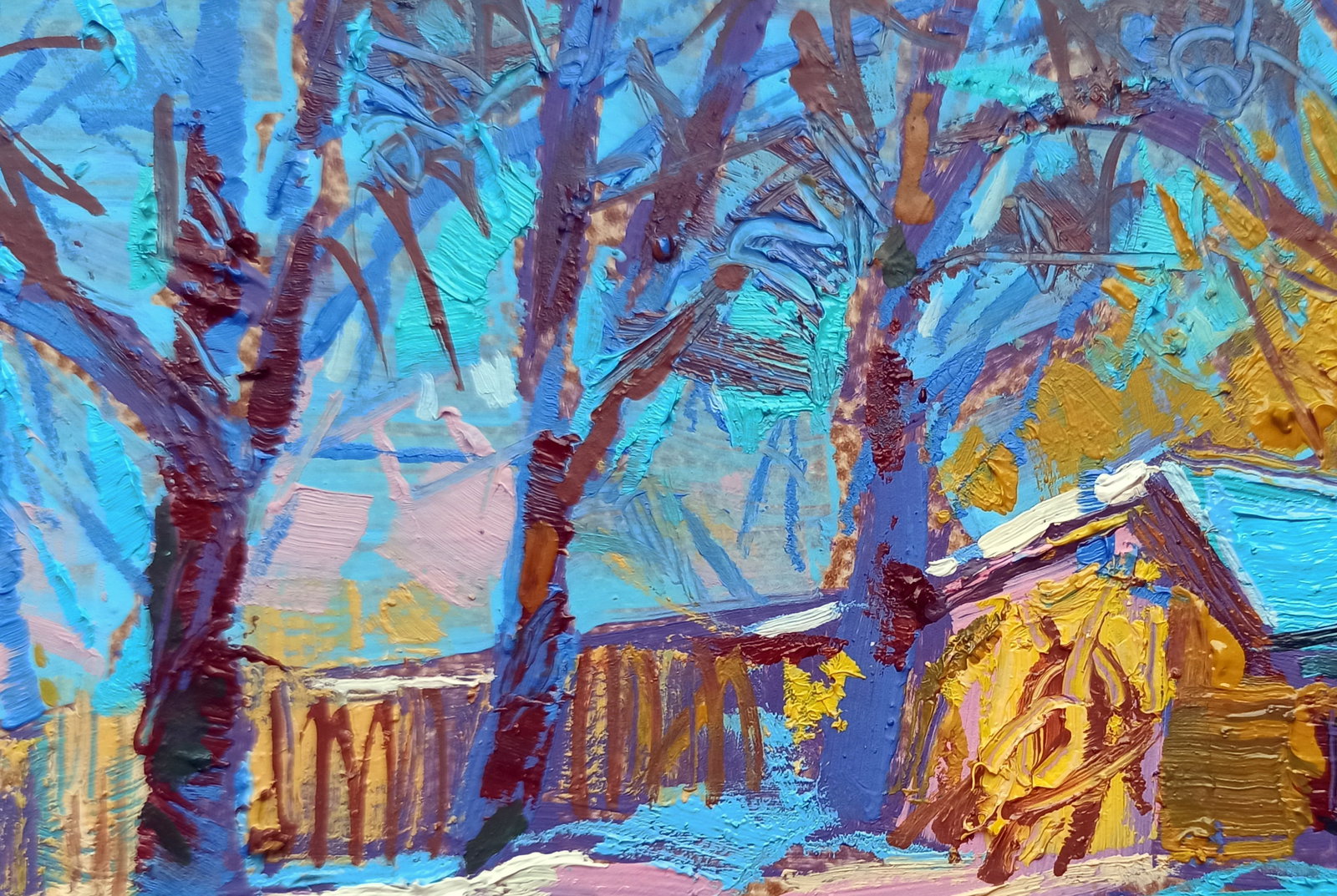 Oil painting Early winter morning Viktor Khadzhinov - 2