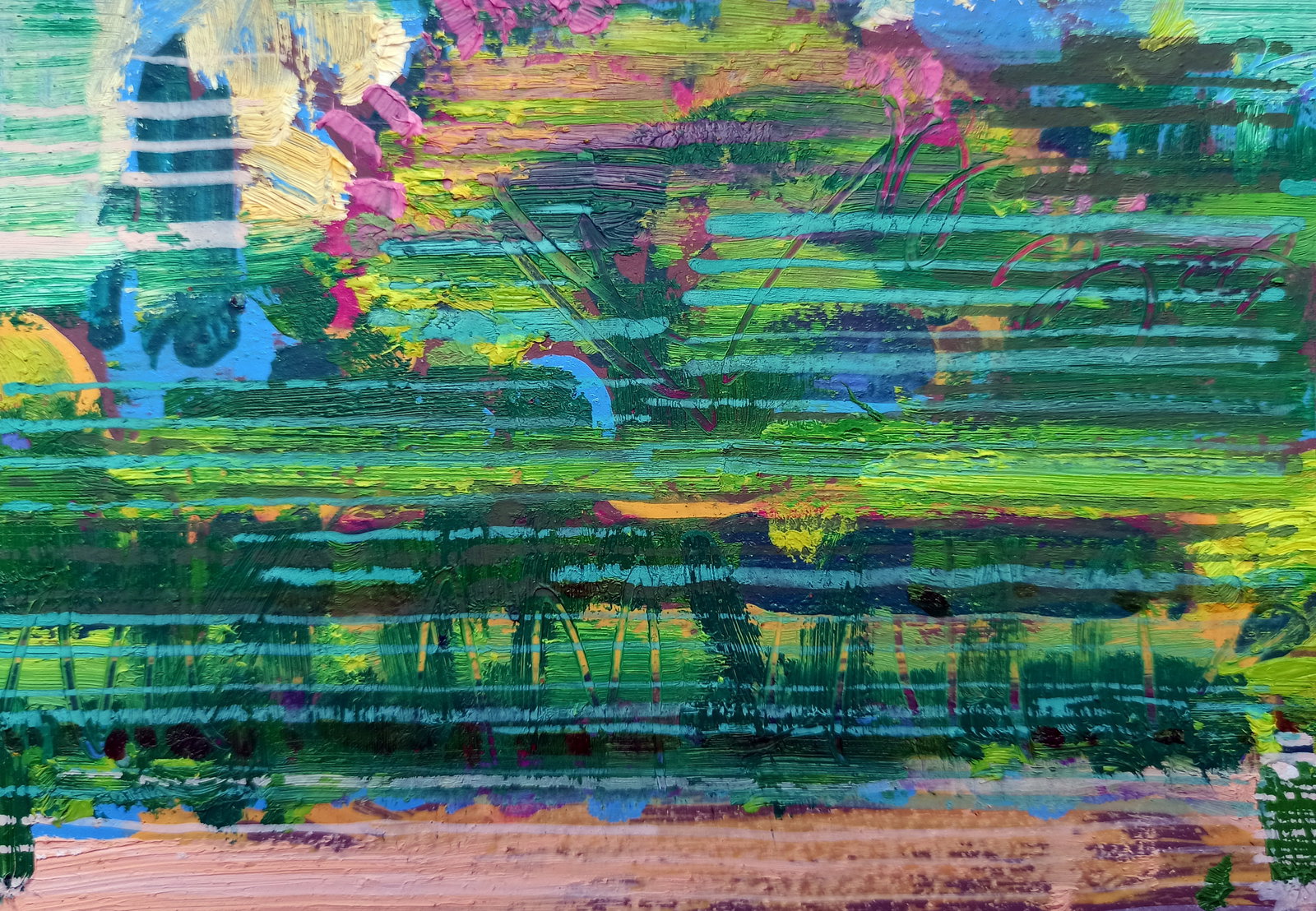 Oil painting Garden outside the city Viktor Khadzhinov: Title: Oil painting Garden outside the city Viktor Khadzhinov Description: 84KHADZ Painter: Viktor Khadzhinov Size: 16x12 cm/6.29x4.72 inches Components: oil, cardboard Original painting CONDITION: ex