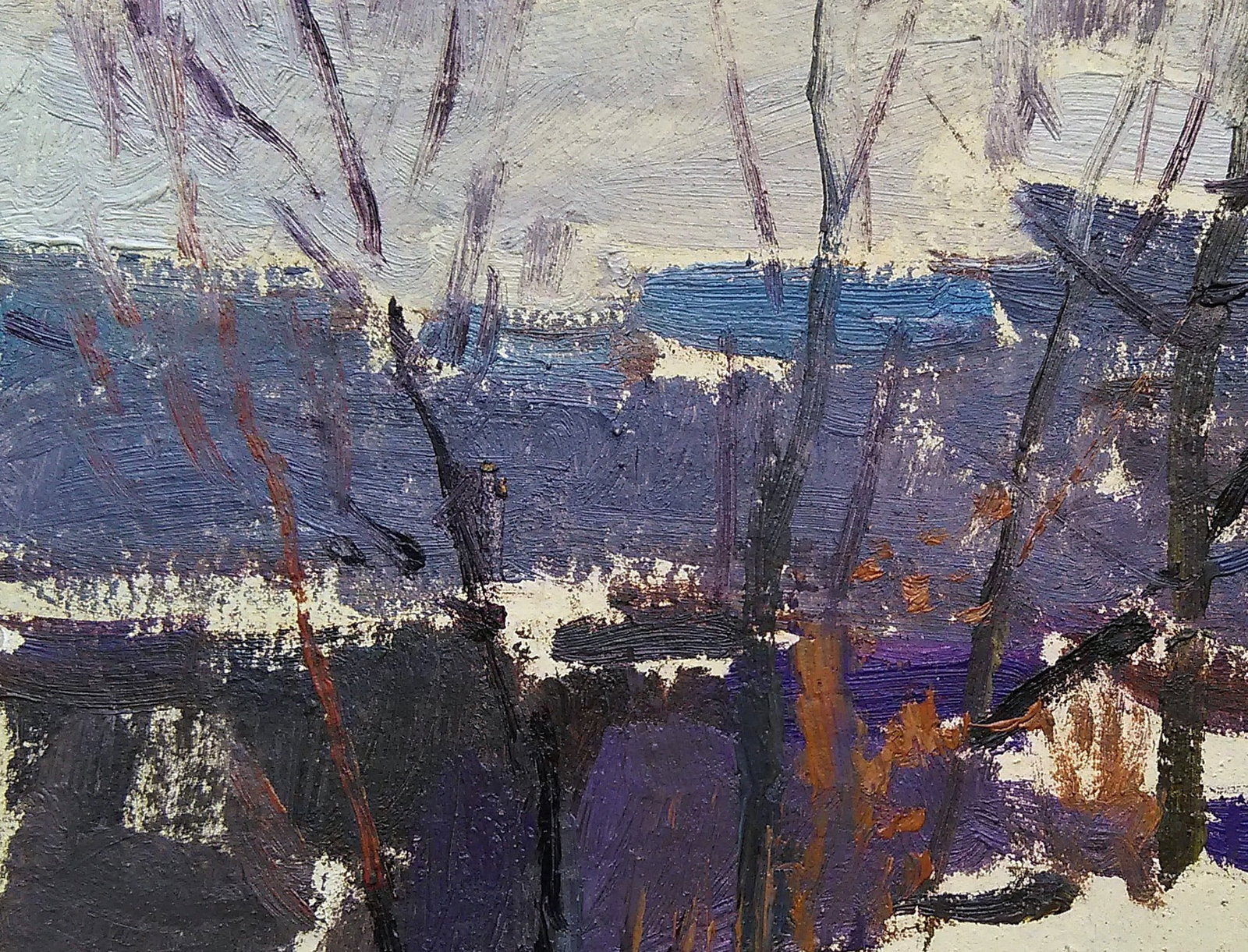 Oil painting Winter forest by the river Viktor Khadzhinov - 2