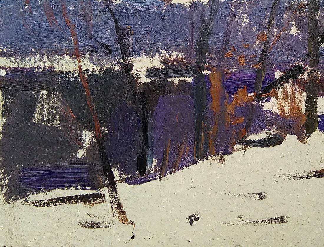 Oil painting Winter forest by the river Viktor Khadzhinov - 4