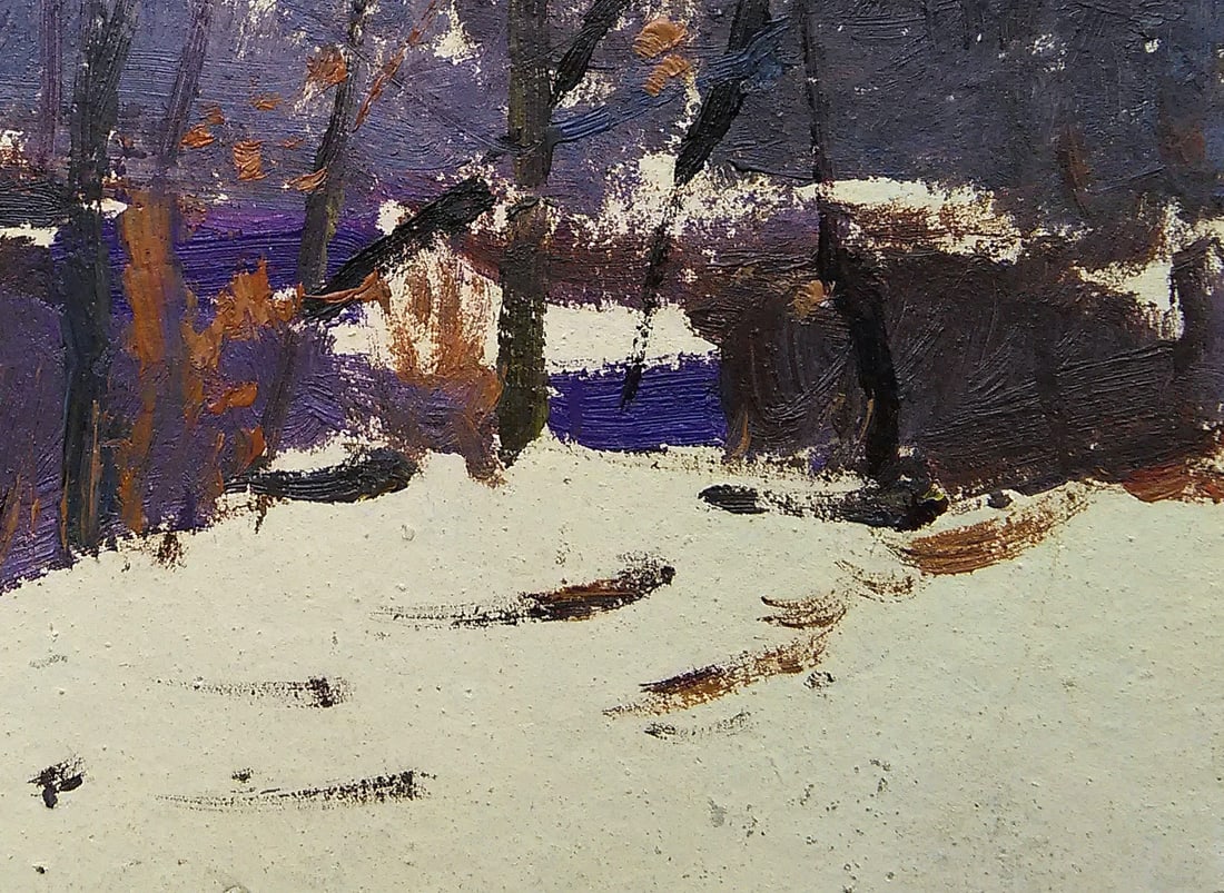 Oil painting Winter forest by the river Viktor Khadzhinov - 5