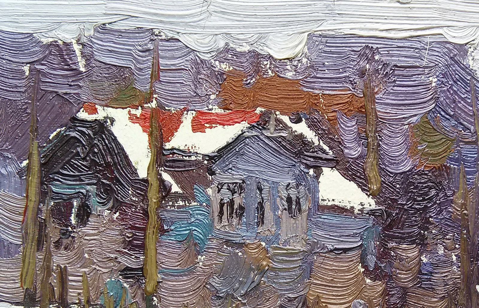 Oil painting Cottage in the winter forest Viktor Khadzhinov - 2