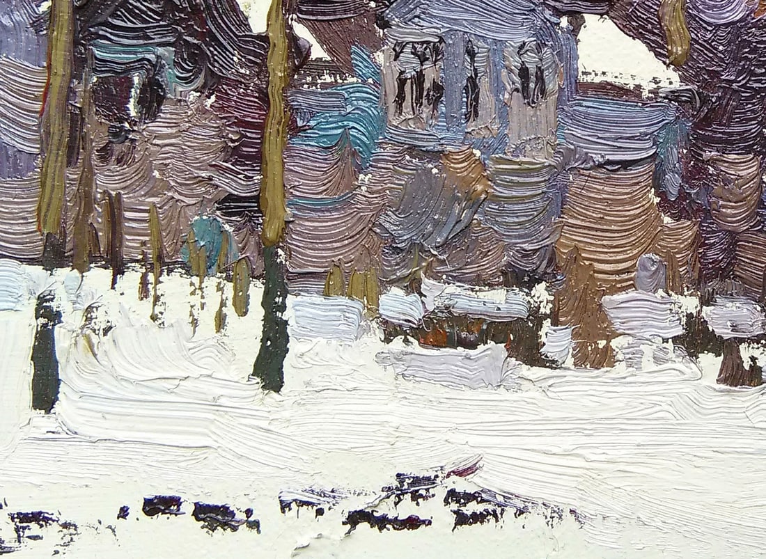 Oil painting Cottage in the winter forest Viktor Khadzhinov - 4