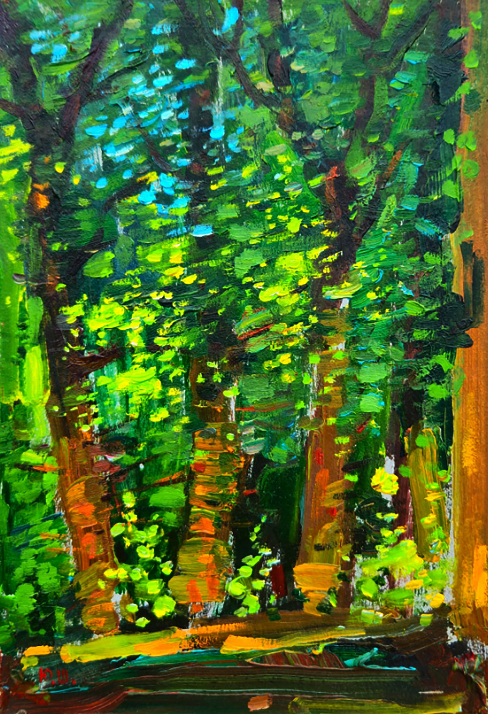 Oil painting Summer in the dense forest Yuri Shkrob: Title: Oil painting Summer in the dense forest Yuri Shkrob Description: 19SHKR Painter: Yuri Shkrob Size: 18?13 cm/7.08x5.11 inches Components: oil, cardboard Original painting CONDITION: excellent AR