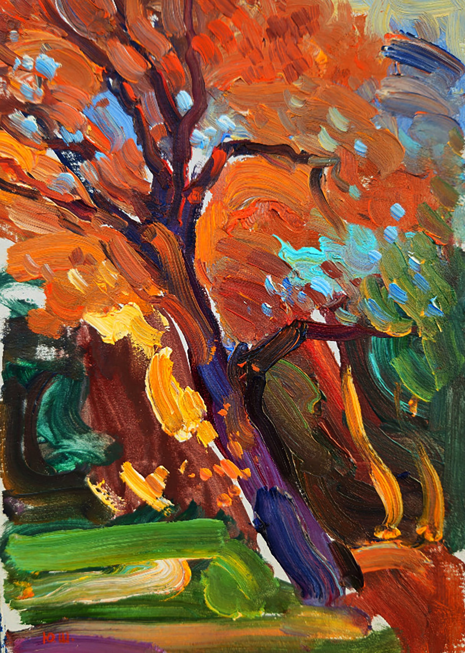 Oil painting Autumn in the wondrous Forest Yuri Shkrob: Title: Oil painting Autumn in the wondrous Forest Yuri Shkrob Description: 28SHKR Painter: Yuri Shkrob Size: 18?13 cm/7.08x5.11 inches Components: oil, cardboard Original painting CONDITION: excellent