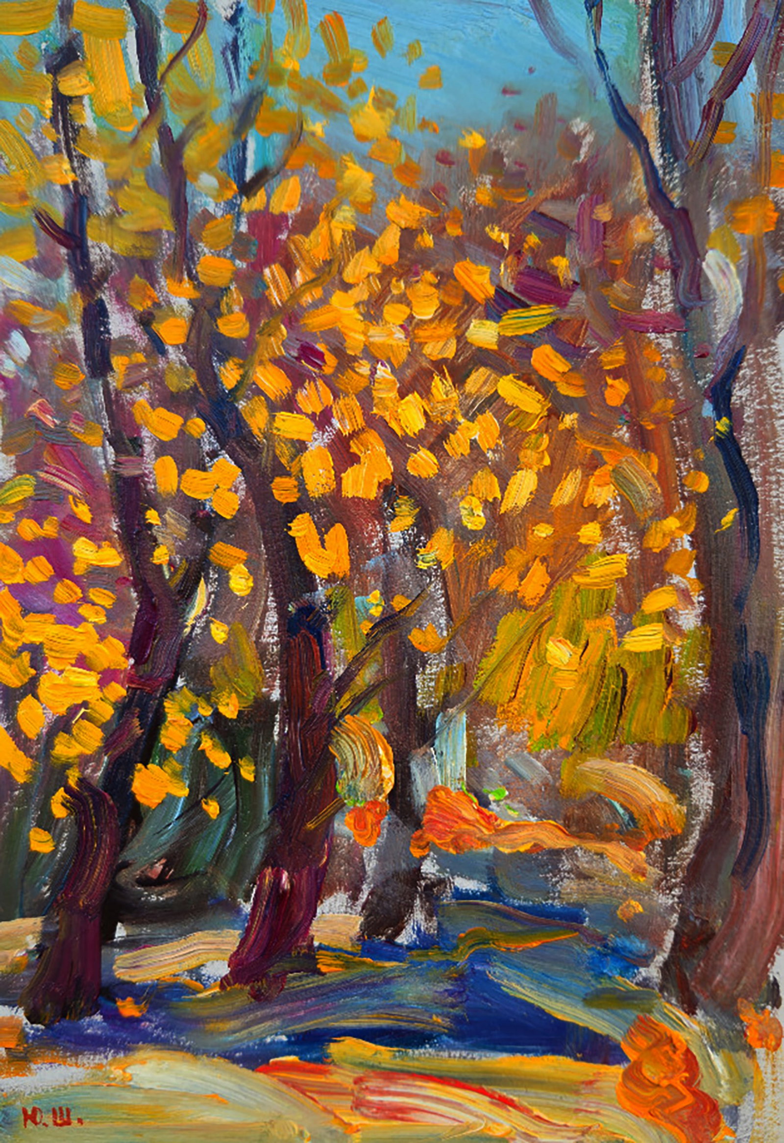 Oil painting Autumn Sunny Day Yuri Shkrob: Title: Oil painting Autumn Sunny Day Yuri Shkrob Description: 32SHKR Painter: Yuri Shkrob Size: 18?13 cm/7.08x5.11 inches Components: oil, cardboard Original painting CONDITION: excellent ARTIST: Yuri