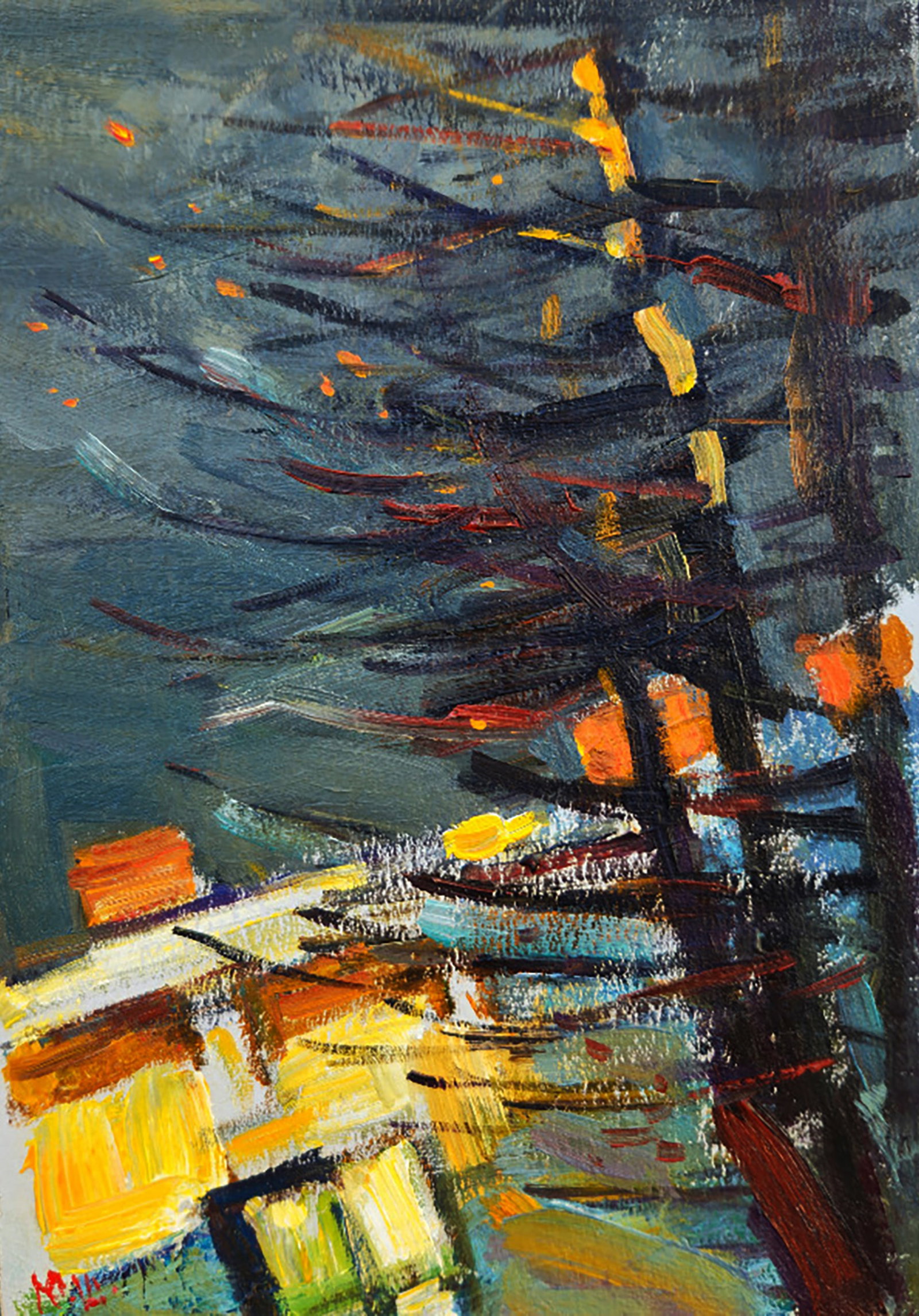 Oil painting Before the storm Yuri Shkrob: Title: Oil painting Before the storm Yuri Shkrob Description: 40SHKR Painter: Yuri Shkrob Size: 18?13 cm/7.08x5.11 inches Components: oil, cardboard Original painting CONDITION: excellent ARTIST: Yuri