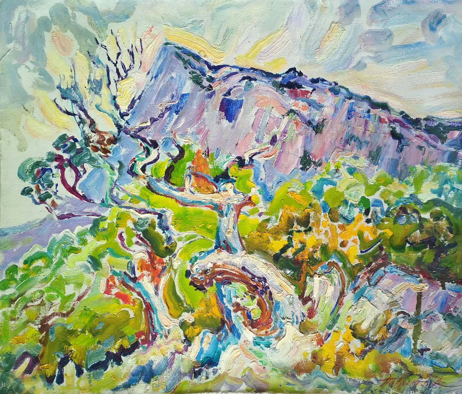 Oil painting Spring morning in the mountains Leonid Pavlenko: Title: Oil painting Spring morning in the mountains Leonid Pavlenko Description: 13PAVL Painter: Leonid Pavlenko Size: 50x60 cm/19.68x23.62 inches Components: oil, canvas Original painting CONDITION: 