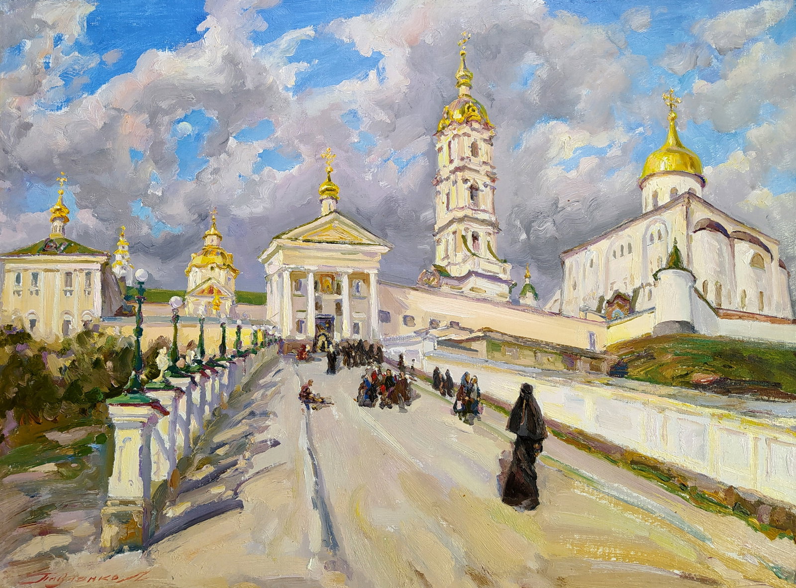 Oil painting Entrance to the Lavra Leonid Pavlenko: Title: Oil painting Entrance to the Lavra Leonid Pavlenko Description: 20PAVL Painter: Leonid Pavlenko Size: 60x80 cm/23.62x31.49 inches Components: oil, canvas Original painting CONDITION: excellent