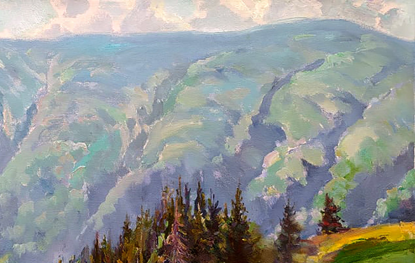 Oil painting The majesty of the forest mountains Leonid Pavlenko - 3