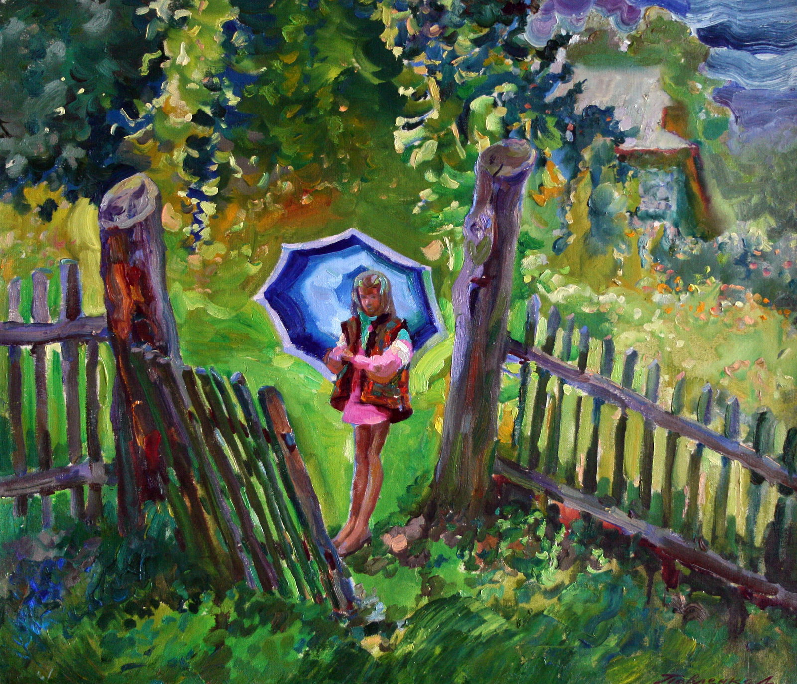 Oil painting Summer rain Leonid Pavlenko: Title: Oil painting Summer rain Leonid Pavlenko Description: 44PAVL Painter: Leonid Pavlenko Size: 60x70 cm/23.62x27.55 inches Components: oil, canvas Original painting CONDITION: excellent ARTIST: Bo