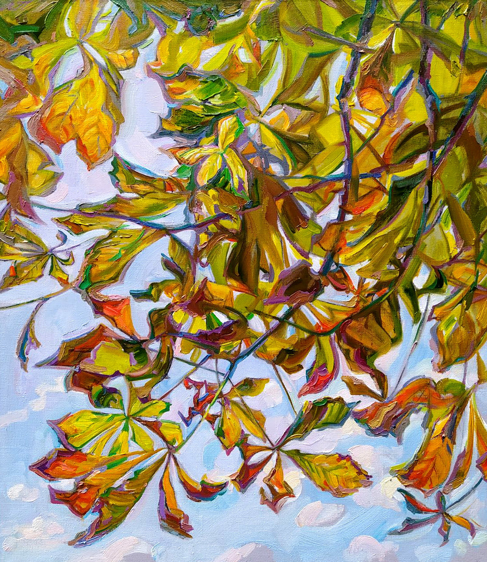 Oil painting Autumn kaleidoscope Leonid Pavlenko: Title: Oil painting Autumn kaleidoscope Leonid Pavlenko Description: 60PAVL Painter: Leonid Pavlenko Size: 75x65 cm/29.52x25.59 inches Components: oil, canvas Original painting CONDITION: excellent