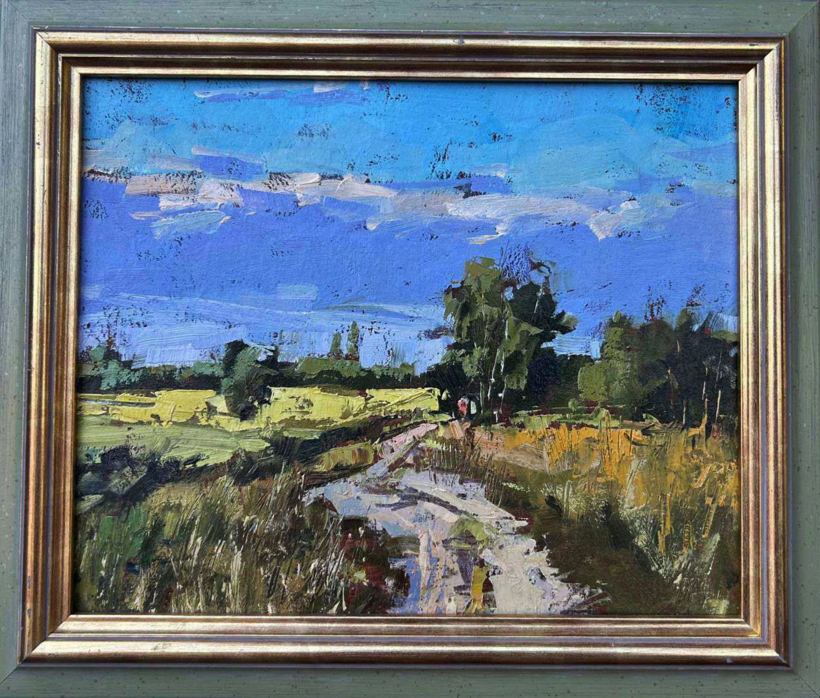 Oil painting Road in the field Igor Lysytsya: Title: Oil painting Road in the field Igor Lysytsya Description: 3LISITS Painter: Igor Lysytsya Size: 27x33 cm/10.62x12.99 inches Components: oil, cardboard Original painting CONDITION: excellent