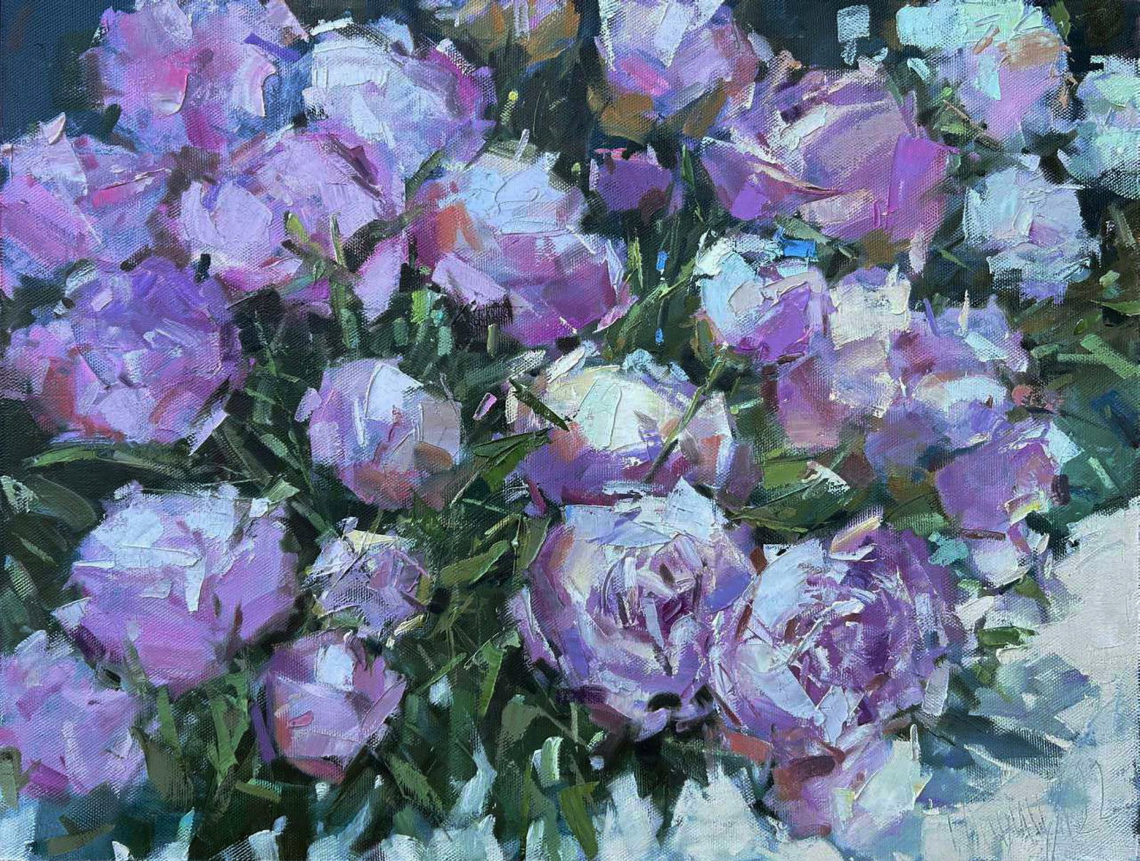 Oil painting Purple peonies Igor Lysytsya (1 of 6)