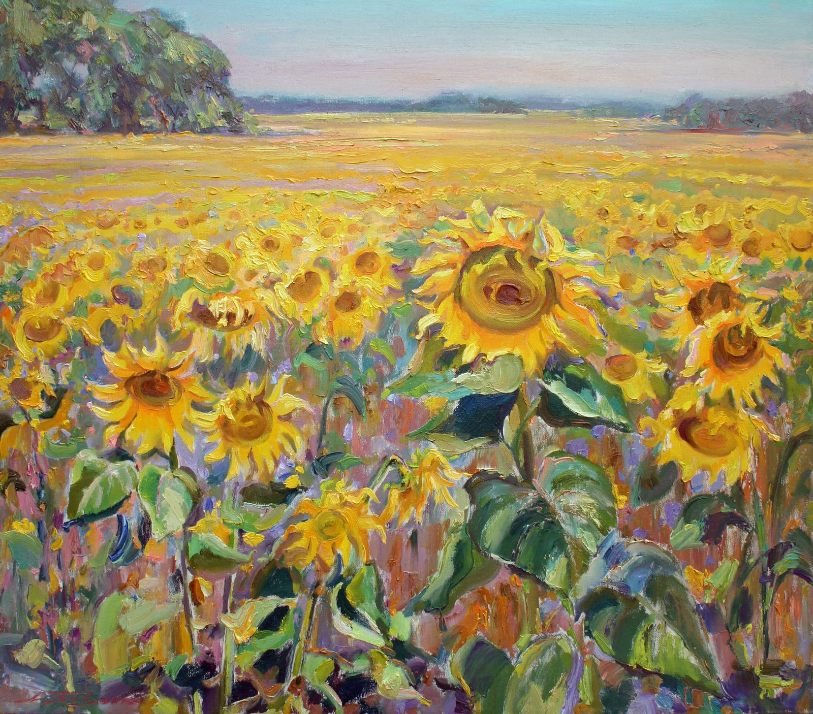 Oil painting Sunflower field Leonid Pavlenko: Title: Oil painting Sunflower field Leonid Pavlenko Description: 68PAVL Painter: Leonid Pavlenko Size: 70x80 cm/27.55x31.49 inches Components: oil, canvas Original painting CONDITION: excellent ARTIST