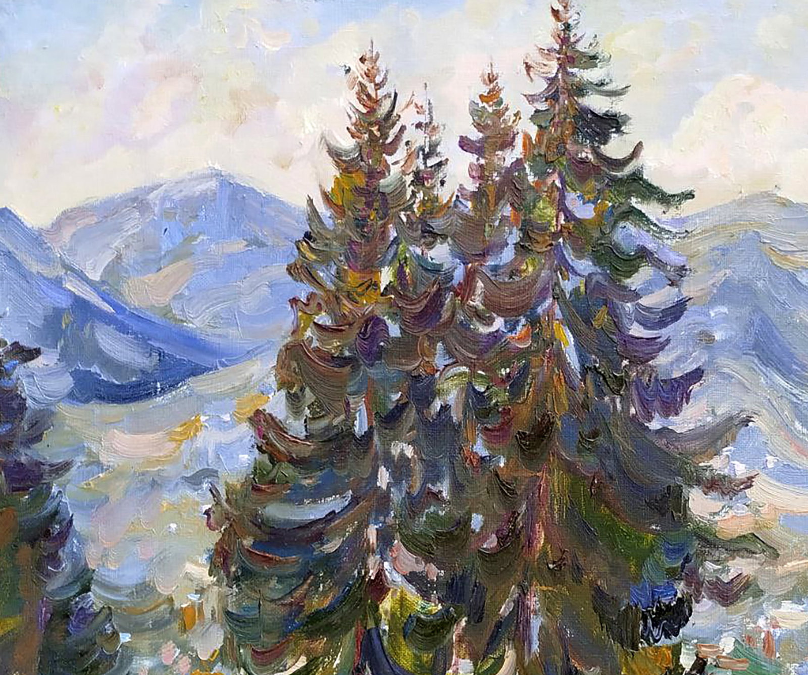 Oil painting Spruce trees Leonid Pavlenko - 2
