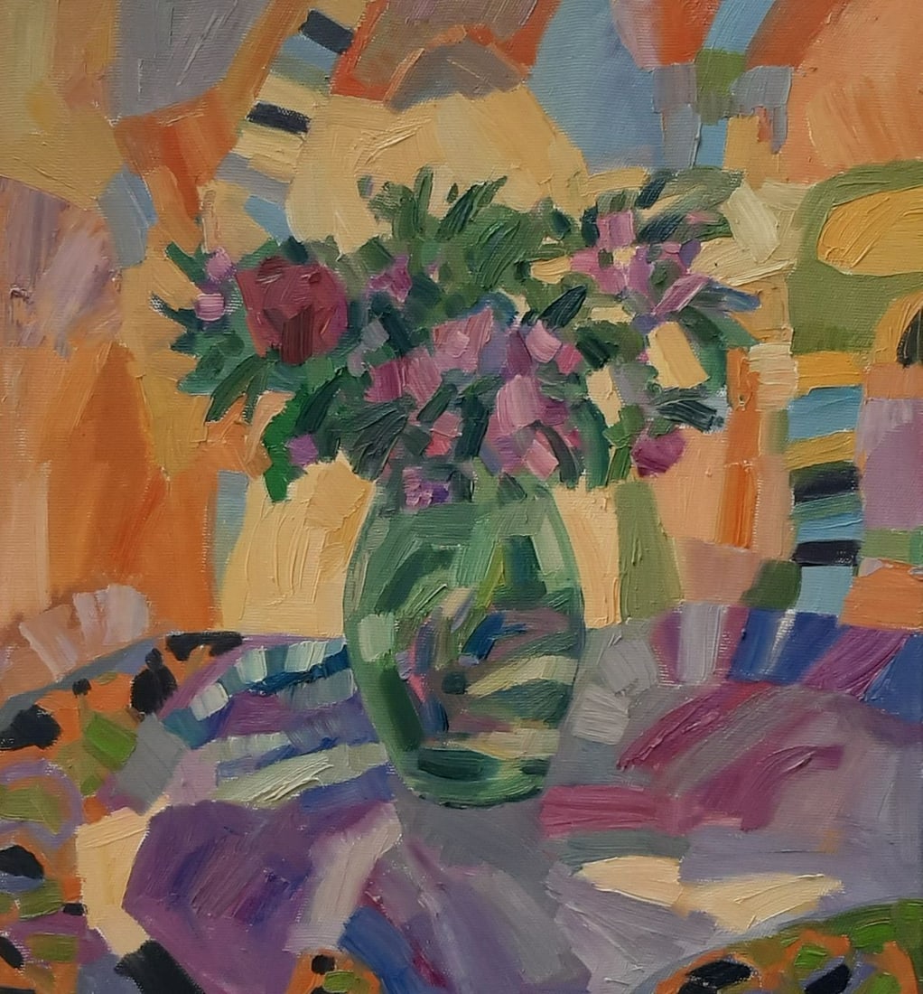 Abstract Oil painting Bouquet Tetyana Shulyak: Title: Abstract Oil painting Bouquet Tetyana Shulyak Description: 25Sl Painter: Tetyana Shulyak S?ze: 55x50 cm/21,65x19,68 inches Components: oil, canvas Original painting from our collection ERA: 201