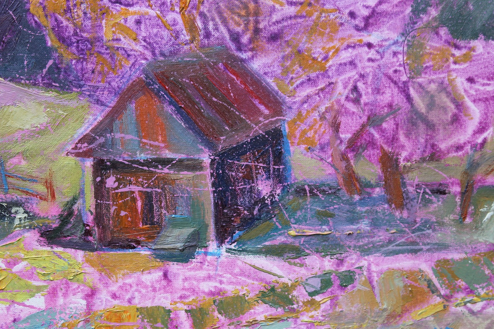 Oil acrylic painting The first frost Maria Voloschak: Title: Oil acrylic painting The first frost Maria Voloschak Description: 18Vor Painter: Maria Voloschak S?ze: 40x50 cm/15,75x19,68 inches Components: oil, acrylic, canvas Original painting from our co
