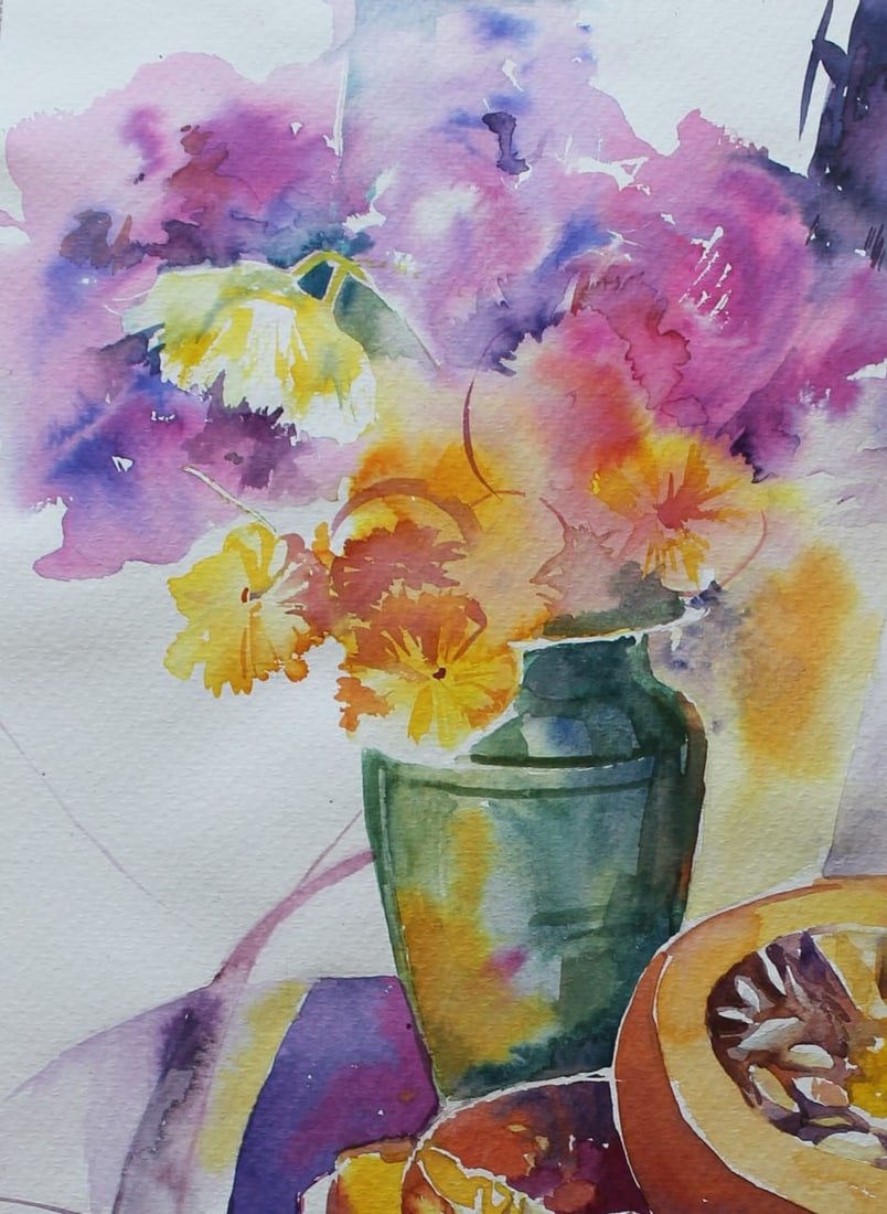 Watercolor painting Still life with pumpkin Maria Voloschak - 5